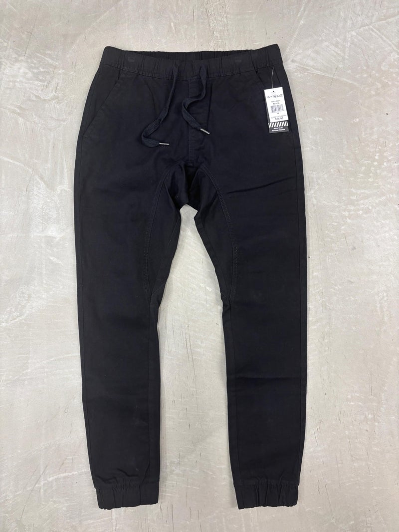 WT02 Men's Jogger Pants in Basic Solid Colors and Stretch Twill Fabric, Black(New), X-Large - Image 2